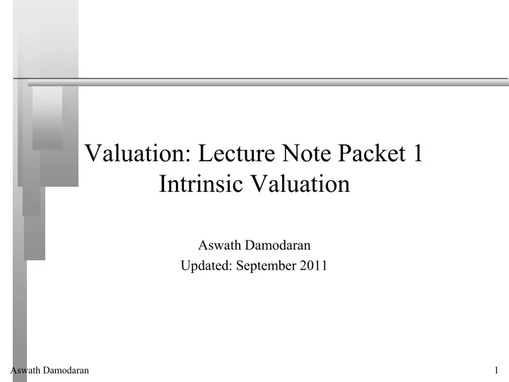 valuation lecture note packet 1 intrinsic valuation
