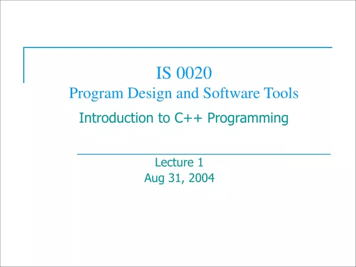 is 0020 program design and software tools introduction to c programming