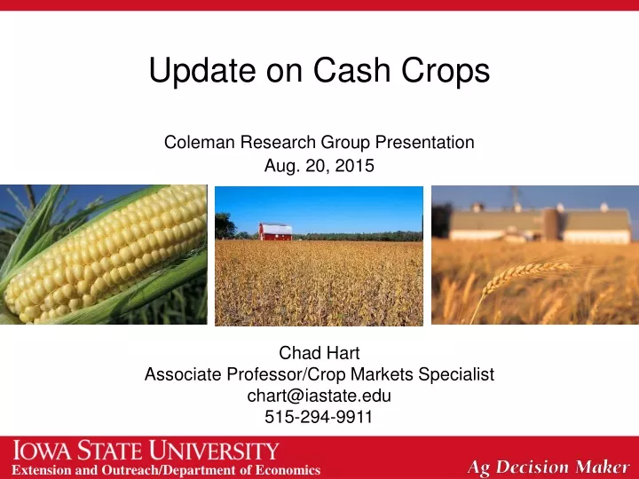 update on cash crops