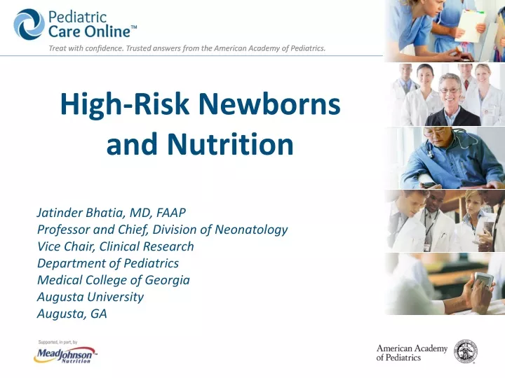 high risk newborns and nutrition jatinder bhatia