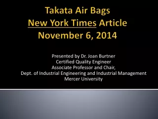 Takata  Air Bags New York Times  Article November 6, 2014