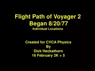 Flight Path of Voyager 2  Began 8/20/77 Individual Locations