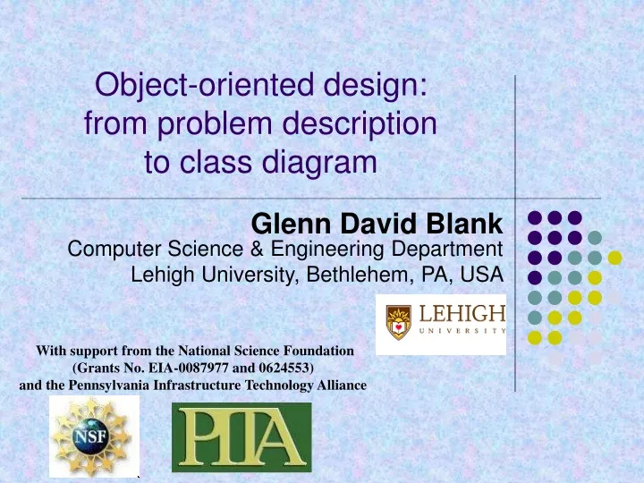 object oriented design from problem description to class diagram