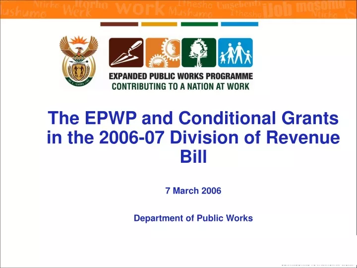 the epwp and conditional grants in the 2006