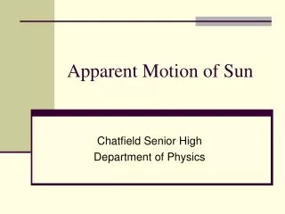 Apparent Motion of Sun