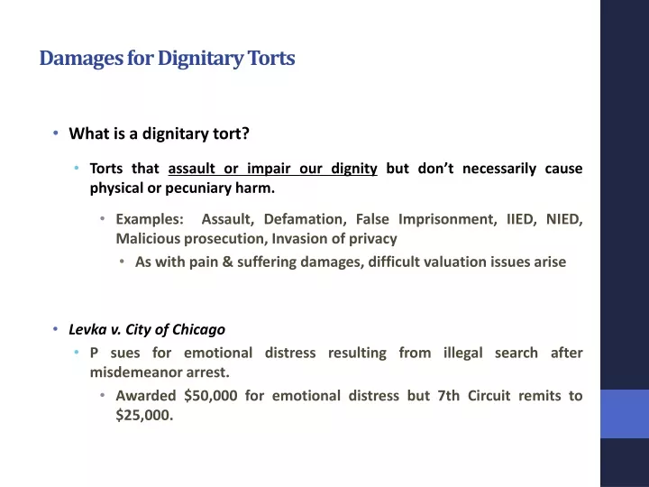 damages for dignitary torts