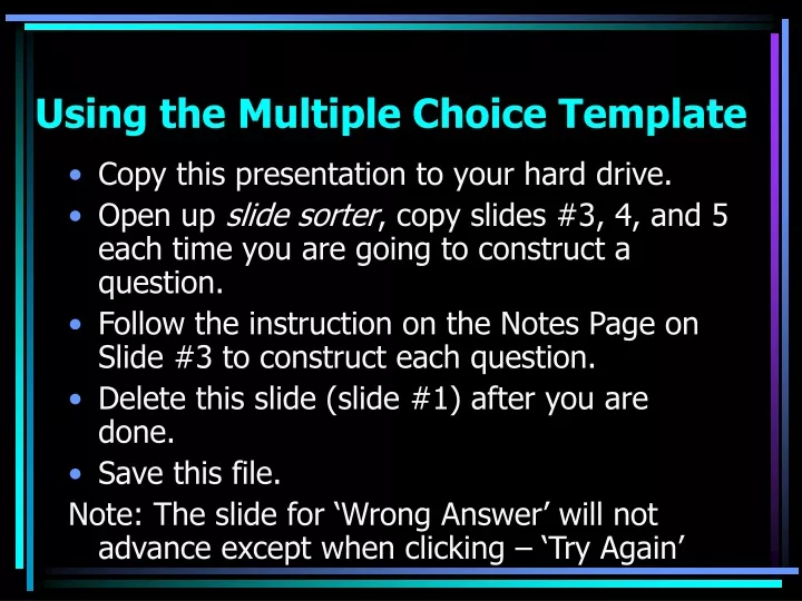 using the multiple choice template