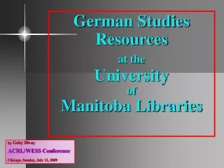 German Studies Resources at the University of Manitoba Libraries