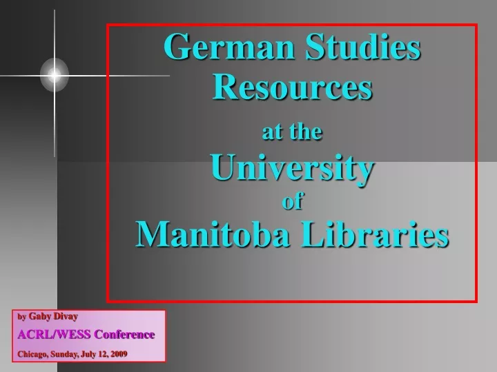 german studies resources at the university of manitoba libraries