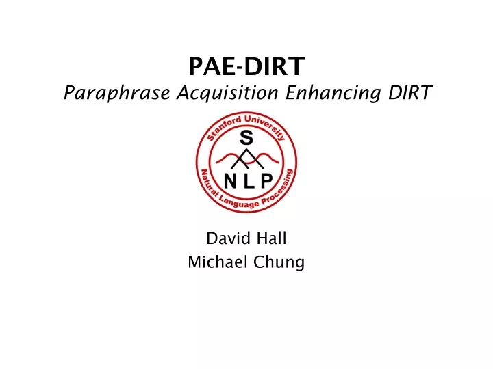 pae dirt paraphrase acquisition enhancing dirt