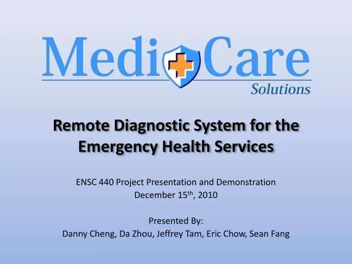 remote diagnostic system for the emergency health services