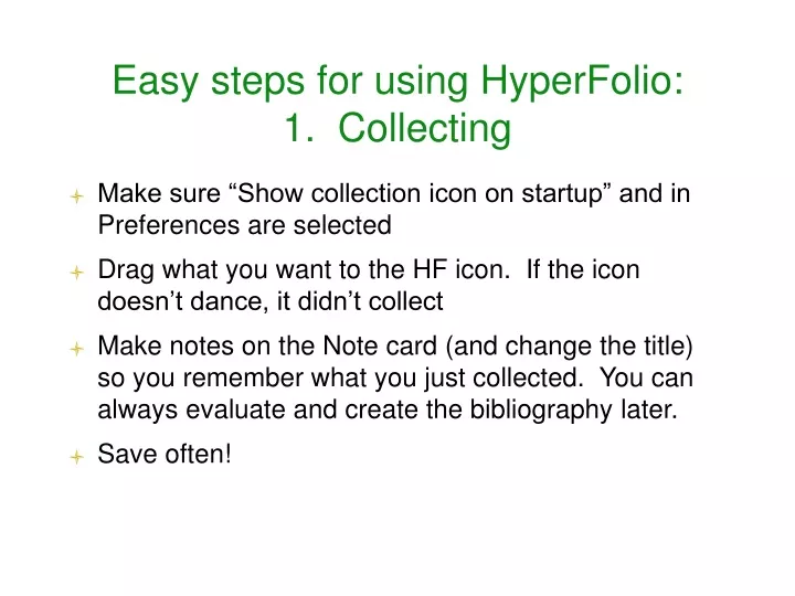 easy steps for using hyperfolio 1 collecting