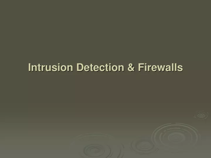 intrusion detection firewalls