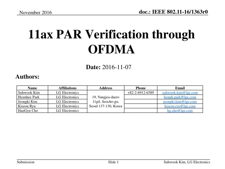 11ax par verification through ofdma