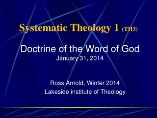 Systematic Theology 1  (TH3)