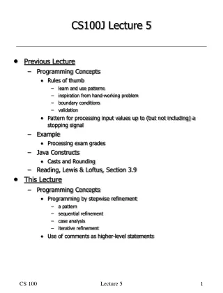 CS100J Lecture 5