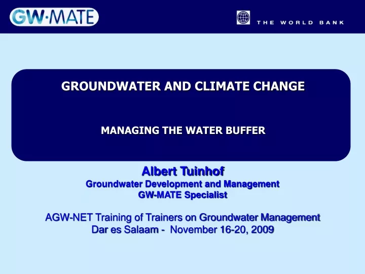 groundwater and climate change managing the water
