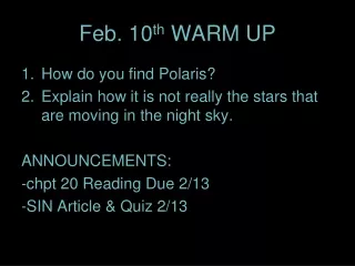 Feb. 10 th  WARM UP