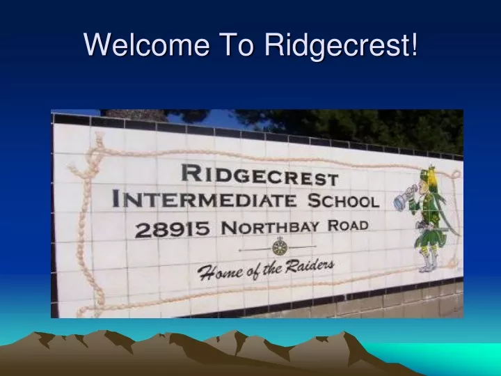 welcome to ridgecrest