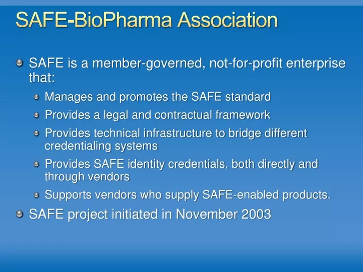 safe biopharma association