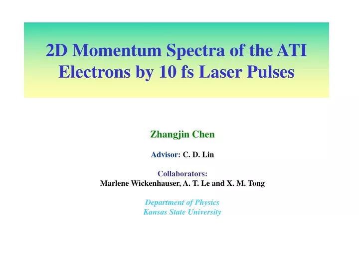 2d momentum spectra of the ati electrons