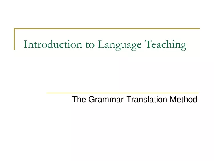 introduction to language teaching