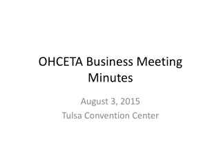 OHCETA Business Meeting Minutes