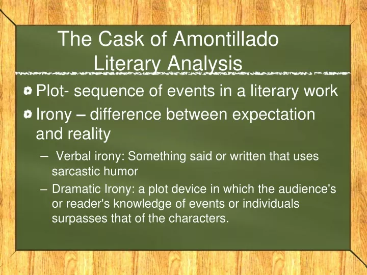 the cask of amontillado literary analysis