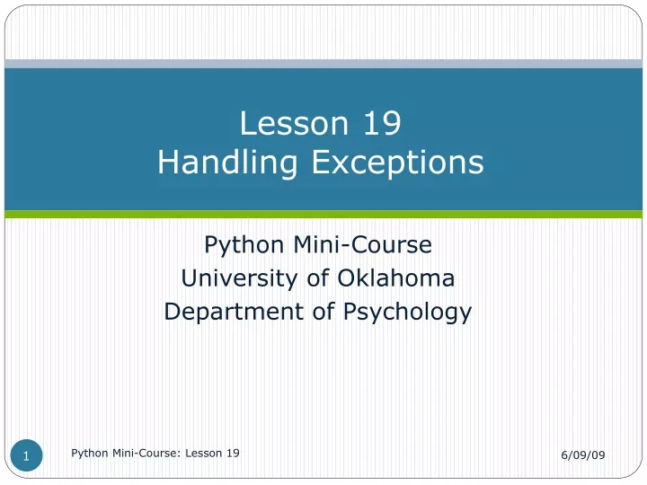 lesson 19 handling exceptions