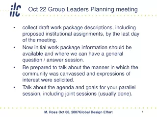 Oct 22 Group Leaders Planning meeting