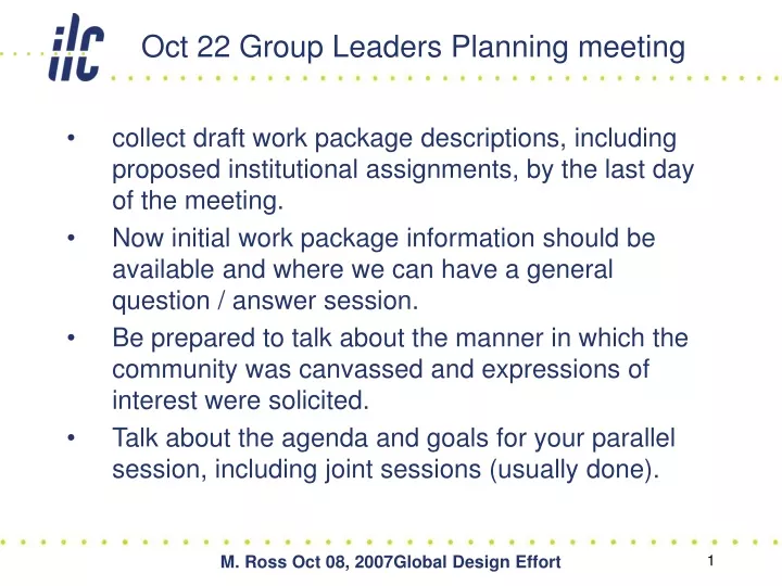 oct 22 group leaders planning meeting