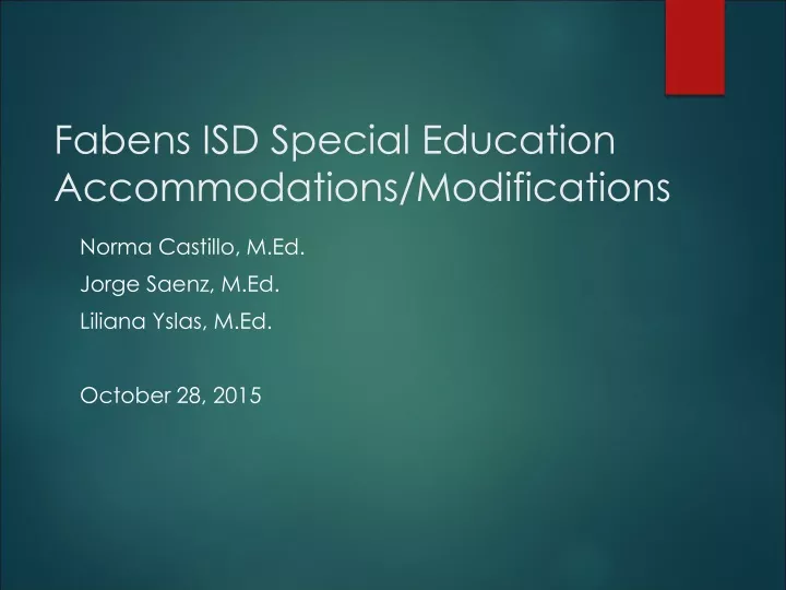 fabens isd special education accommodations modifications