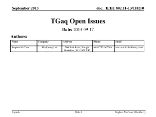TGaq Open Issues