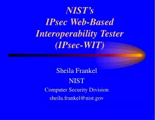 NIST’s  IPsec Web-Based  Interoperability Tester  (IPsec-WIT)