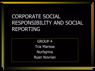 CORPORATE SOCIAL RESPONSIBILITY AND SOCIAL REPORTING