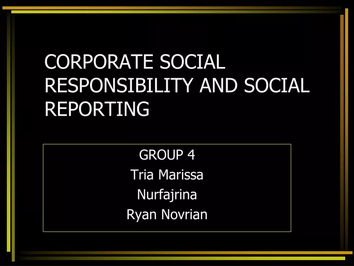 corporate social responsibility and social reporting