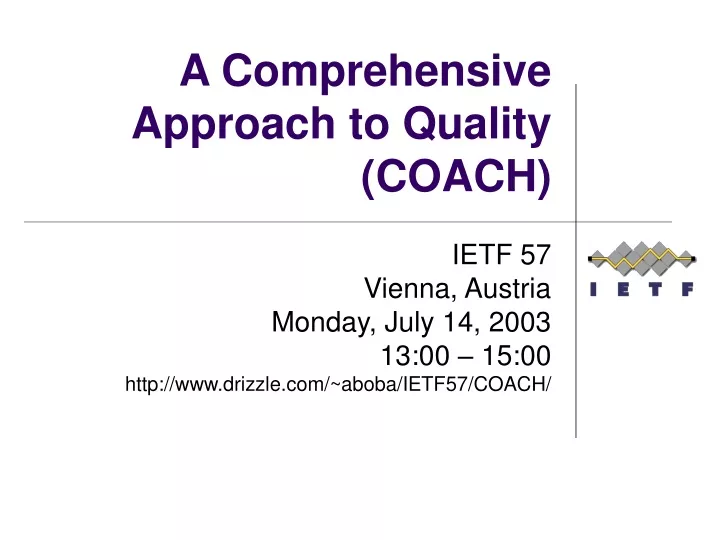 a comprehensive approach to quality coach