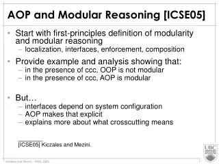 AOP and Modular Reasoning [ICSE05]