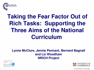 Lynne McClure, Jennie Pennant, Bernard Bagnall and Liz Woodham NRICH Project