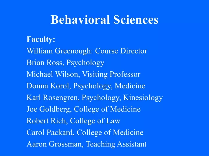 behavioral sciences
