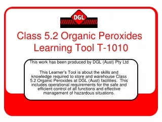 Class 5.2 Organic Peroxides  Learning Tool T-1010