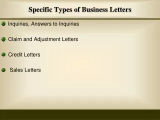 Specific Types of Business Letters