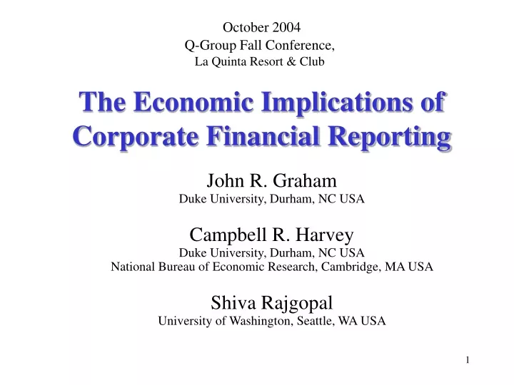 the economic implications of corporate financial reporting