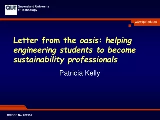 Letter from the  oasis: helping engineering students to become sustainability professionals