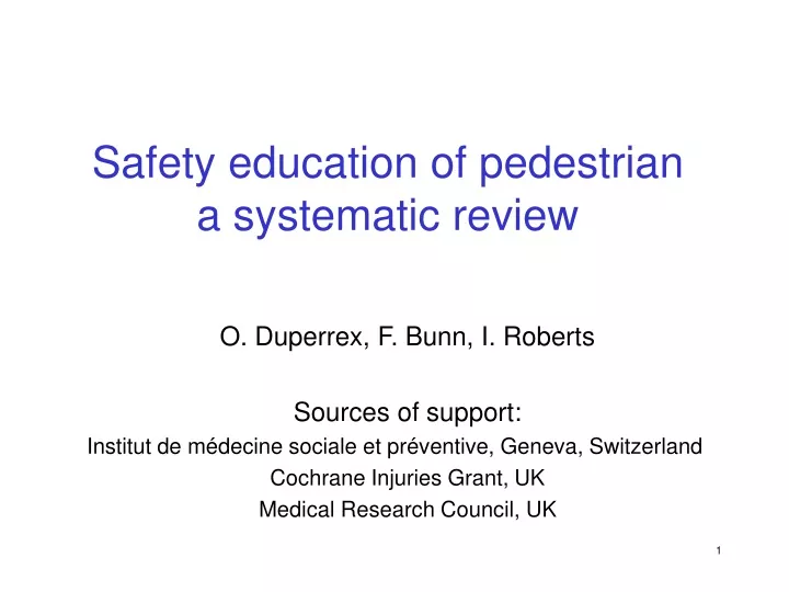 safety education of pedestrian a systematic review