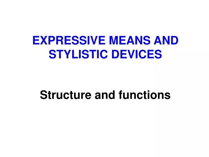 expressive means and stylistic devices