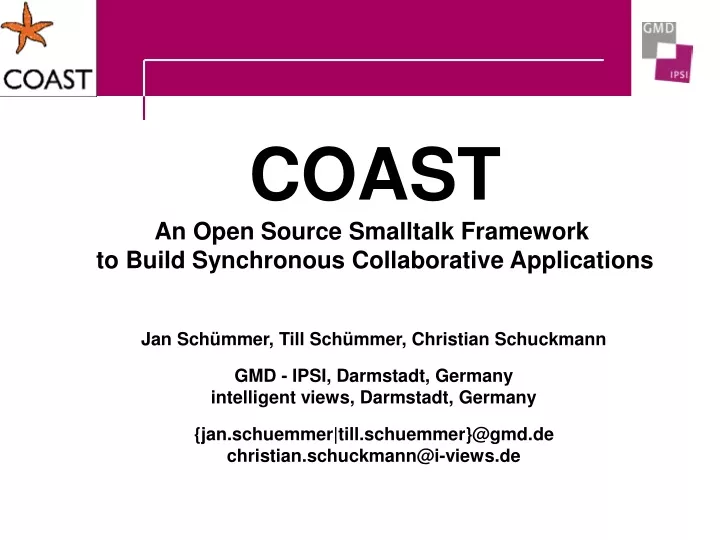 coast an open source smalltalk framework to build