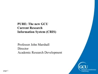 PURE: The new GCU Current Research Information System (CRIS)
