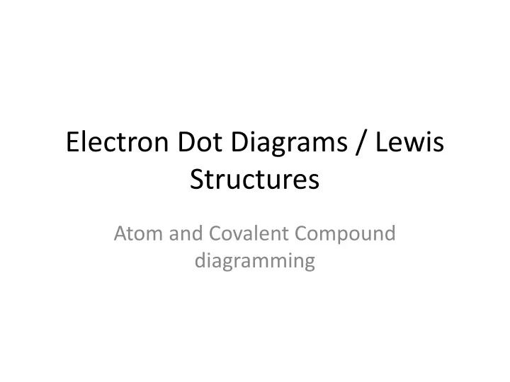electron dot diagrams lewis structures