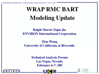 WRAP RMC BART Modeling Update